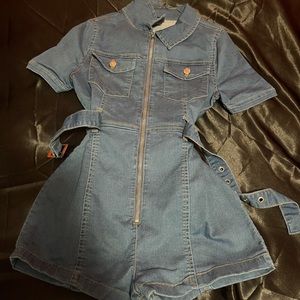 Blue jean Parisian romper